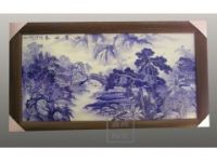 供應(yīng)景德鎮(zhèn)鑫騰陶瓷直銷青花山水瓷板畫(huà)