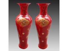 结婚摆件瓷器花瓶，景德镇中国红大花瓶，高档礼品大花瓶
