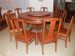 厂家直销-大果紫檀-160圆台配祥和餐椅11件套-红木家具