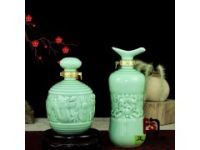 景德镇陶瓷酒瓶批发定做厂家，1斤装五虎上将陶瓷酒瓶套装